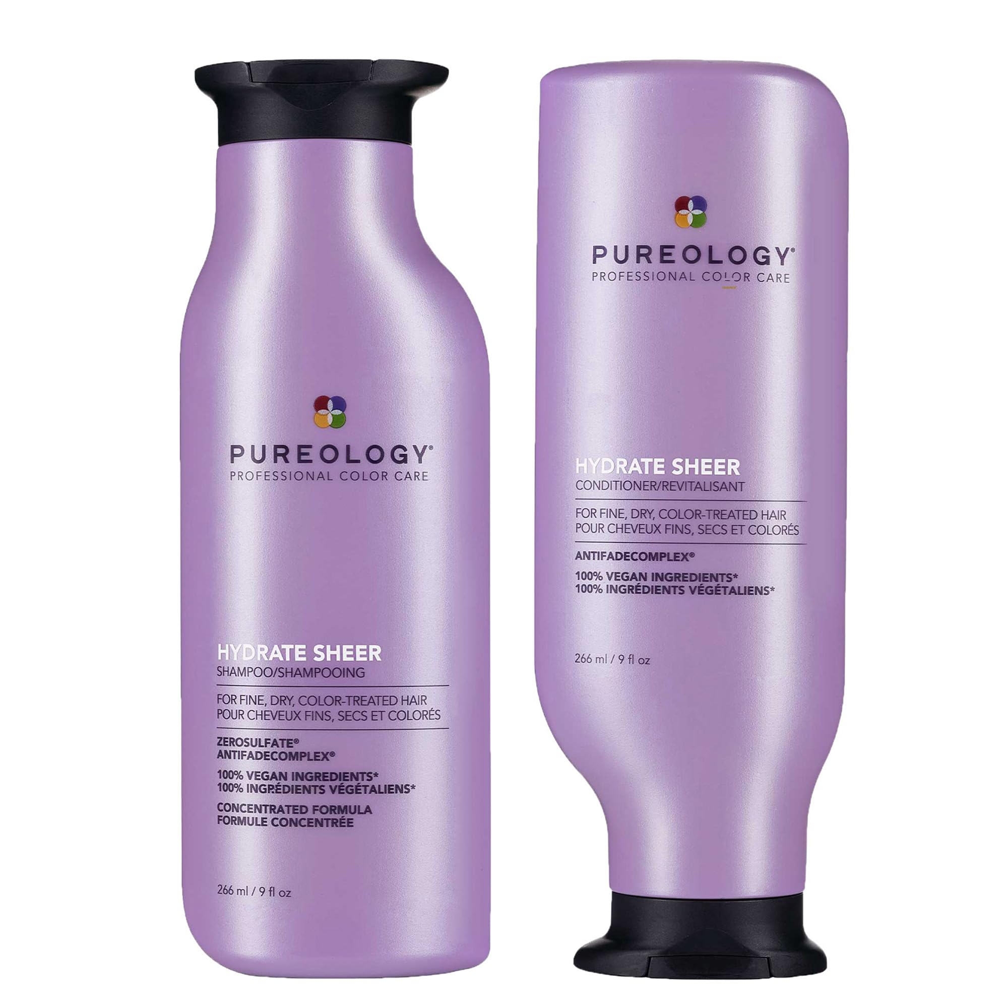 Pureology Hydrate Sheer, Moisturising Shampoo and Conditioner Set, For Fine, Colour Treated Hair, Vegan Formulas, Sulphate Free for a Gentle Cleanse