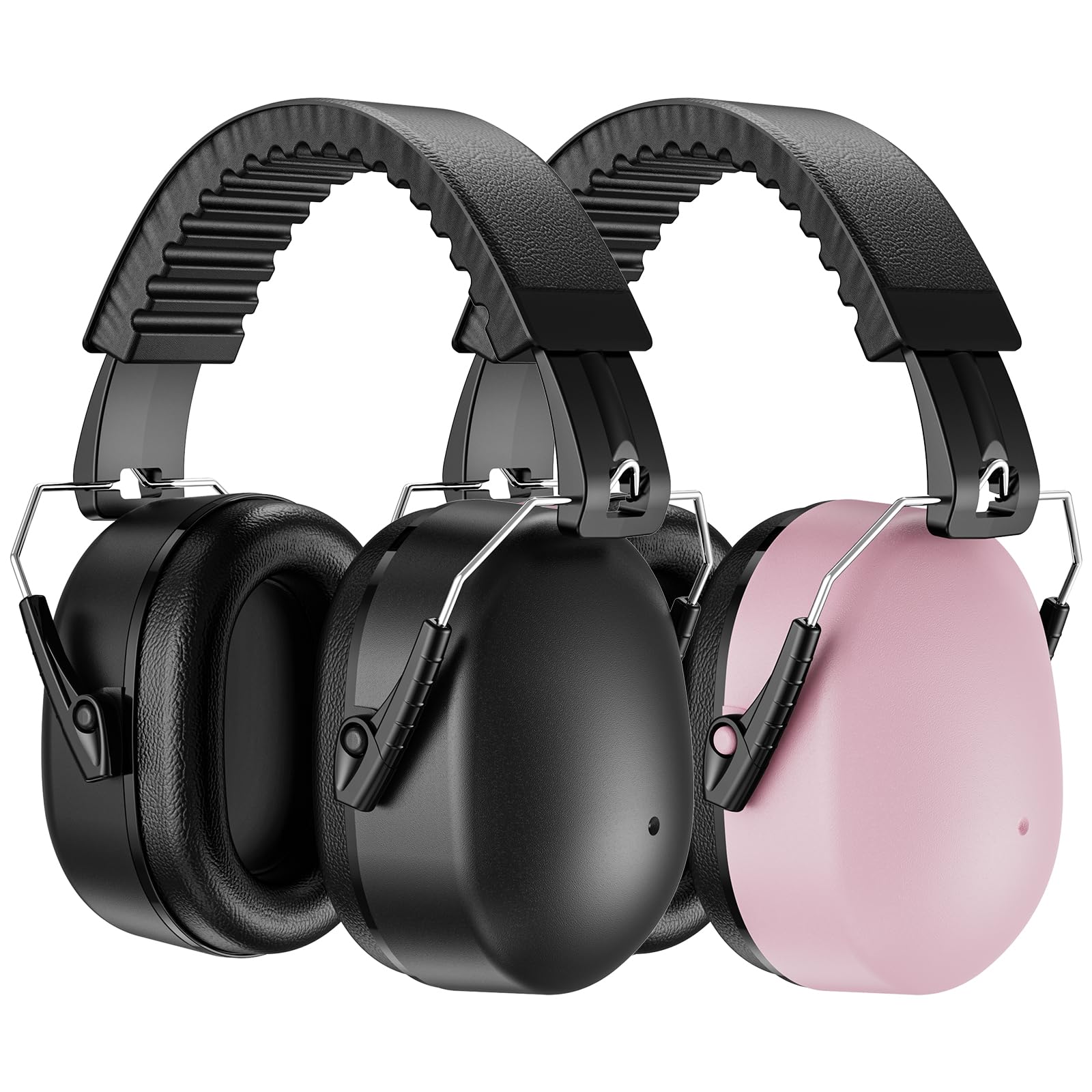 ProCase 2 Packs Ear Defenders Adults, SNR 32dB Noise Cancelling Headphones for Kids Autism, Ear Protectors Sound Proof Hearing Protection for Mowing Shooting Woodwork Construction -Black&Pink