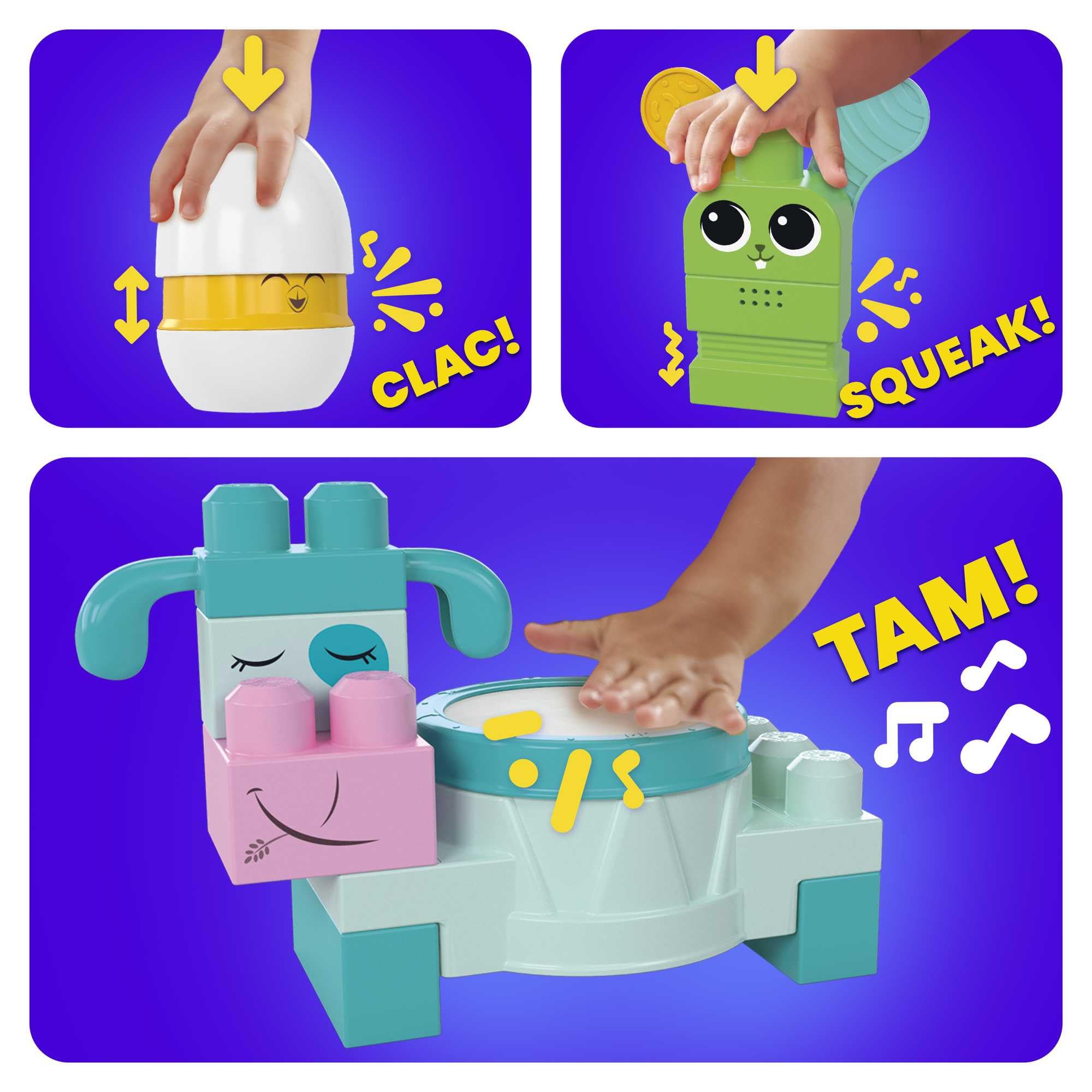 MEGA Blocks Fisher-Price sensorisches Bauspielzeugset, Musikspaß Bauernhoftiere mit 45 Bauklötzen für Kleinkinder und 6 Notenblättern, Geschenkideen für Kinder ab 1 Jahr, HPB46 7