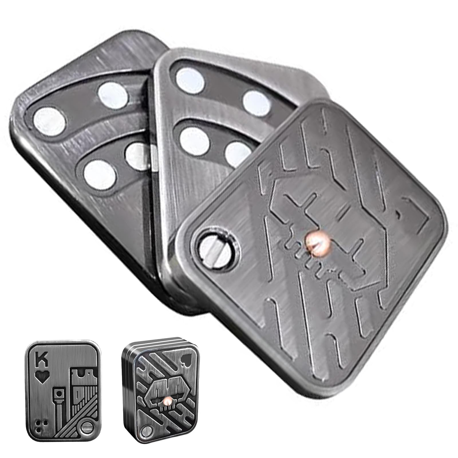 Bufccy Fidget Slider, 3 Layer Metal Poker Push Card, Fidget Toy, Fidget Clicker for Adults Teens, Relieve Stress Anxiety ADHD, Gift for Boyfriend, Husband and Father (Silver K) — image 1