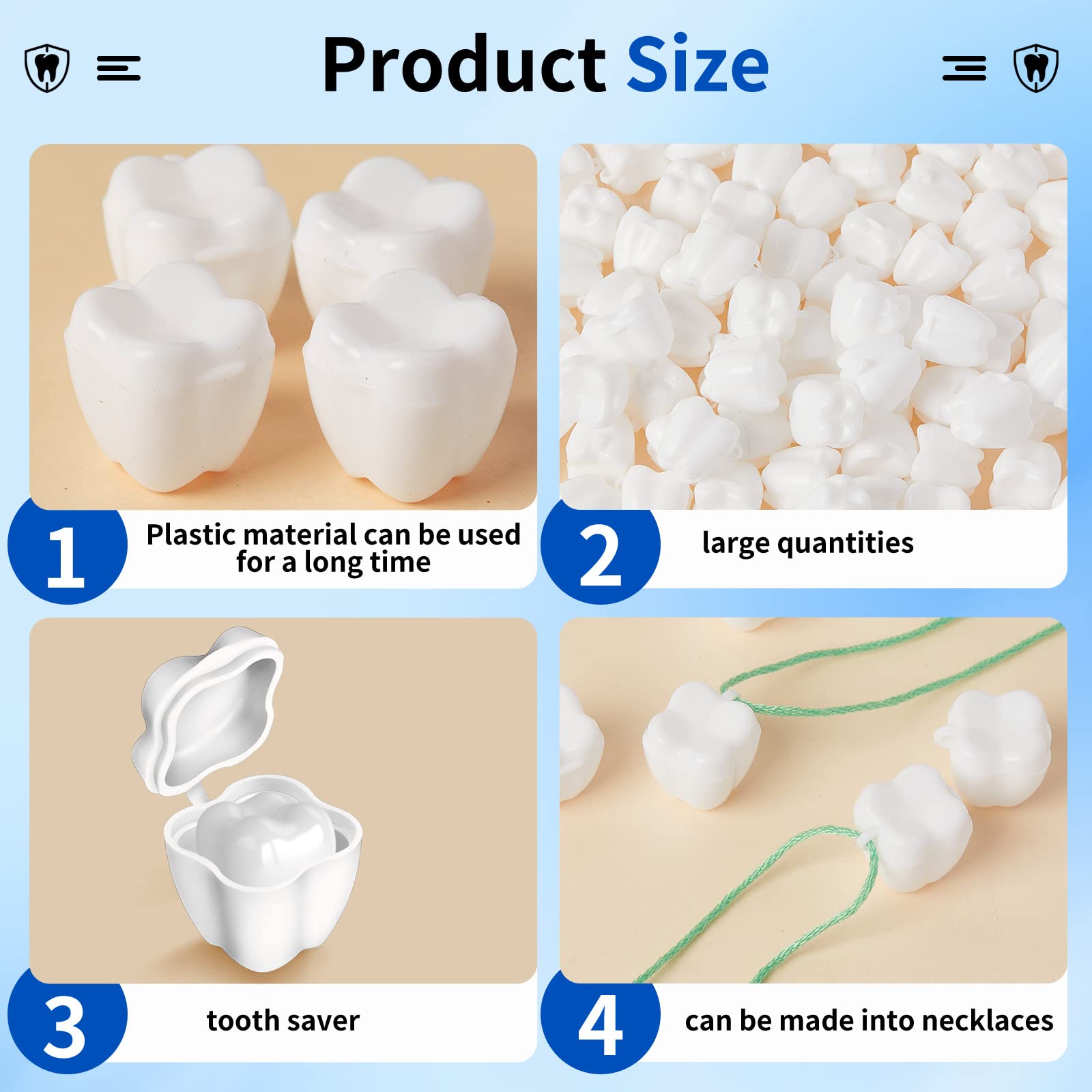 100 Pcs White Savers Plastic School Tooth Holders for Boys and Girls Fairy Box Tooth Holders for Kids Keepsake Goodie Bag Fillers Party Favor Dentist Office, 0.6 x 0.75 x 0.6 Inch