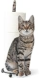 Tiger Striped Paper Holder - Photo-Realistic Cat Metal Paper Towel or Toilet Paper Dispenser
