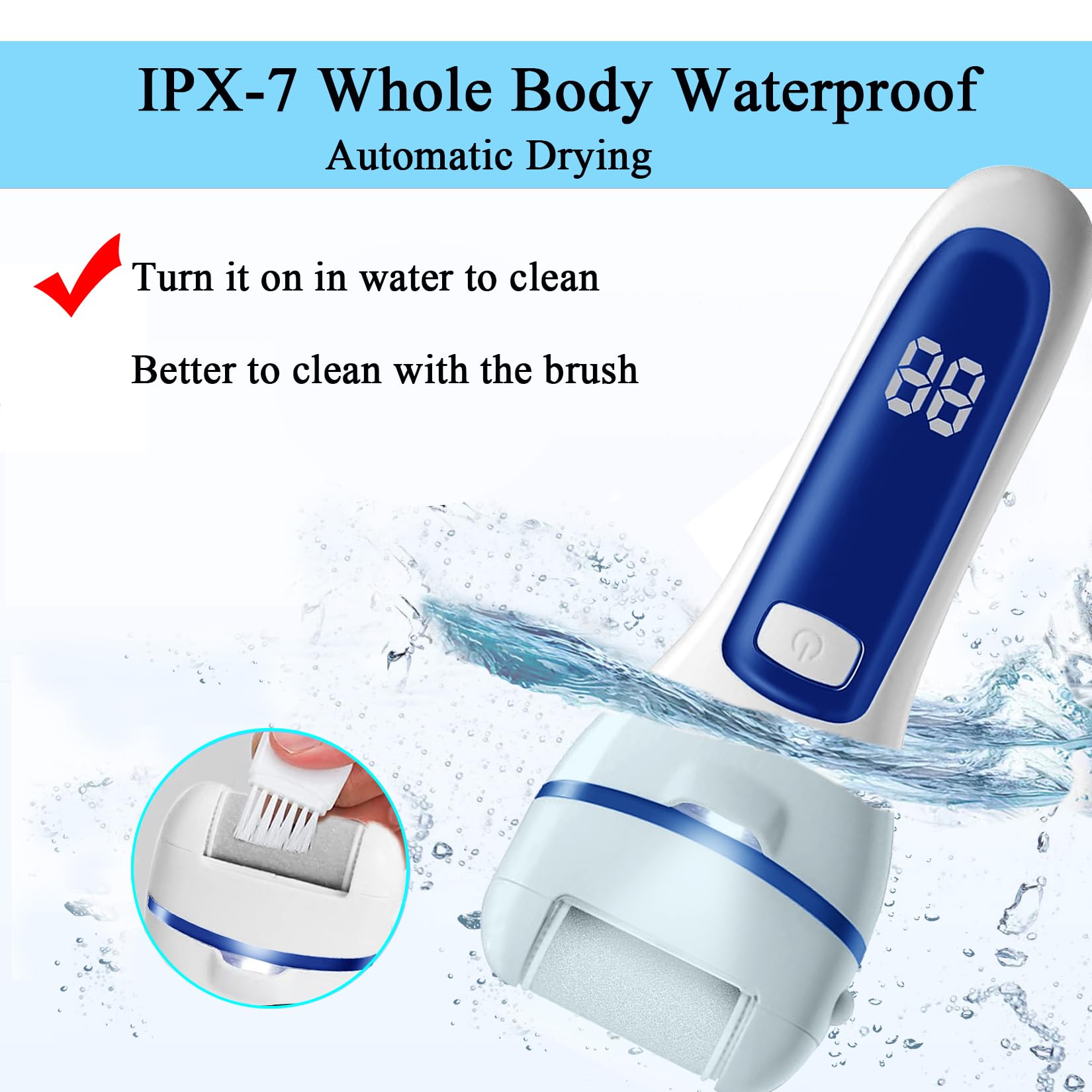 Electric Feet File Callus Remover for Feet, 13-in-1 Professional Pedicure Tools Foot Care Kit, Foot Scrubber Pedi for Hard Cracked Dry Dead Skin, 3 Rollers, 2 Speed, Battery Display - Image 3