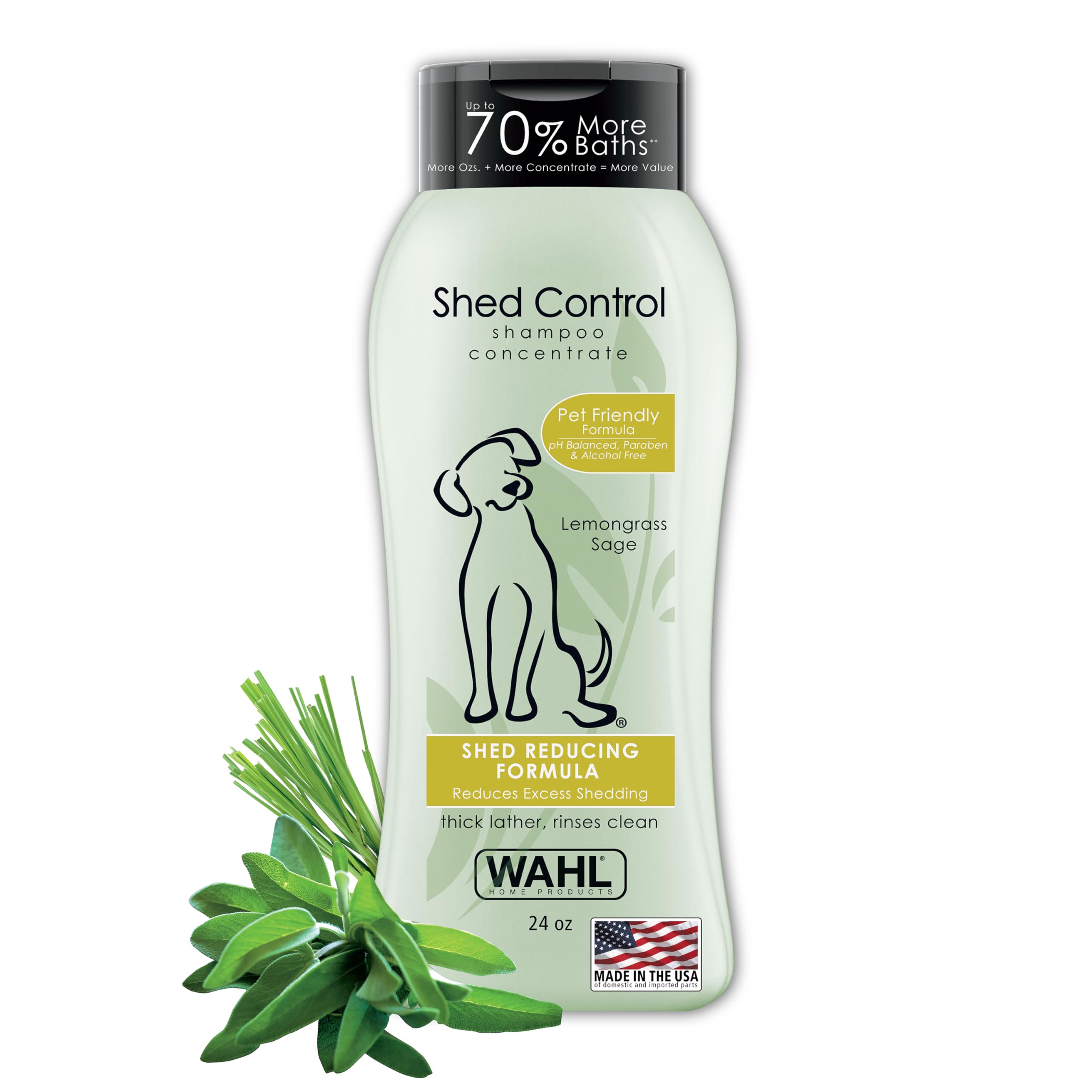 Photo 1 of Wahl USA Shed Control Pet Shampoo for Dog Shedding & Dander – Lemongrass & Sage Scent - Contains Oatmeal, & Aloe for Healthy Coats & Moisturized Skin – 24 Oz - Model 820005A