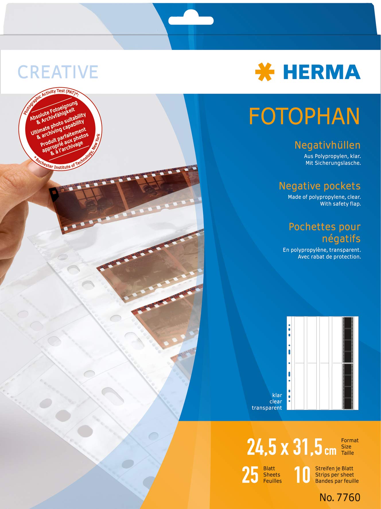 HERMA Negative pockets PP clear 25 Sheets/4-Strips 7760