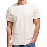 VEIISAR Men's Midweight Crew Neck T-Shirt - 210GSM Soft Cotton Blend, Regular Fit for Cooling Comfort