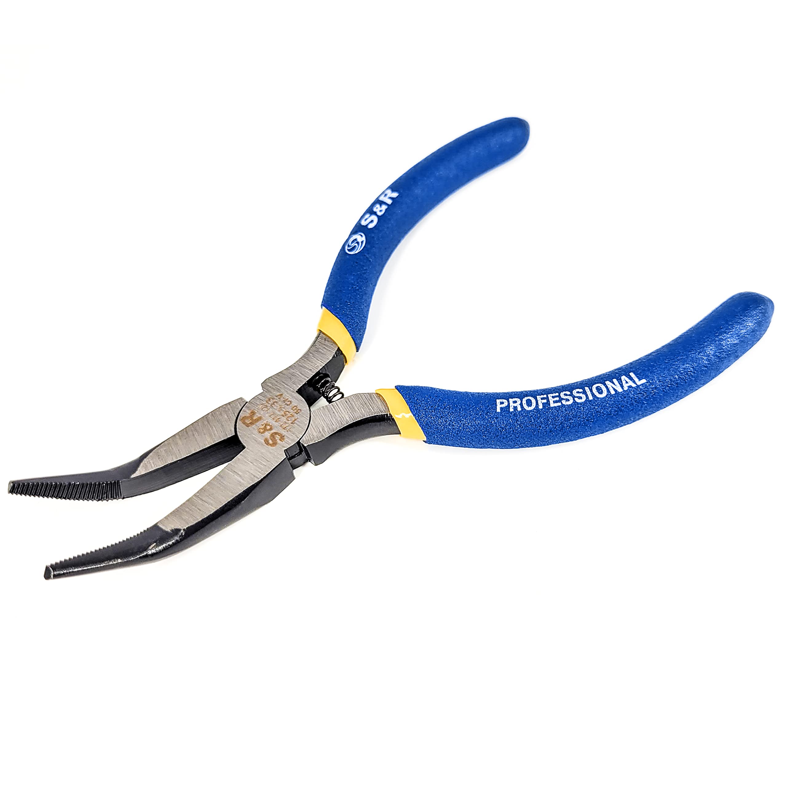 s & R Electronic Flat-Nose Pliers Bent 125X33 mm Cr-V Phosphatised Double Uncoated Grips