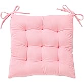HLOVME Corduroy Chair Cushion with Ties Ultra Soft Warm Floor Cushion for Kids Reading Nook Comfortable Square Seat Cushion for Adult 15.7”x15.7”, Pink