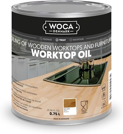 WOCA Worktop Oil Natural 750 ml Food Safe Kitchen Wood Finish