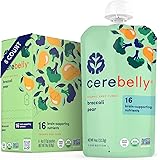 Cerebelly Baby Food Pouches – Broccoli Pear (4 oz, Pack of 6) - Toddler Snacks - 16 Brain-supporting Nutrients from Superfood