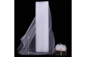 HAVII 54" x 20 Yards (60 ft) White Tulle Rolls Bolt for Wedding Birthday Party Decoration Tutu Table Skirt Tulle Fabric Spool Wrapping Ribbon DIY Crafts