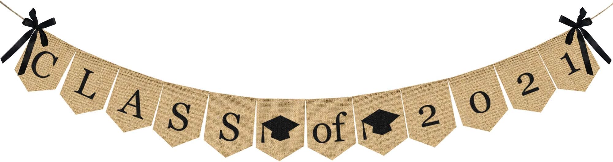 Burlap Class of 2025 Graduation Banner - No DIY Required | Rustic Vintage Graduation Decorations Sign for College Grad Party and High School Graduation Party Supplies 2025