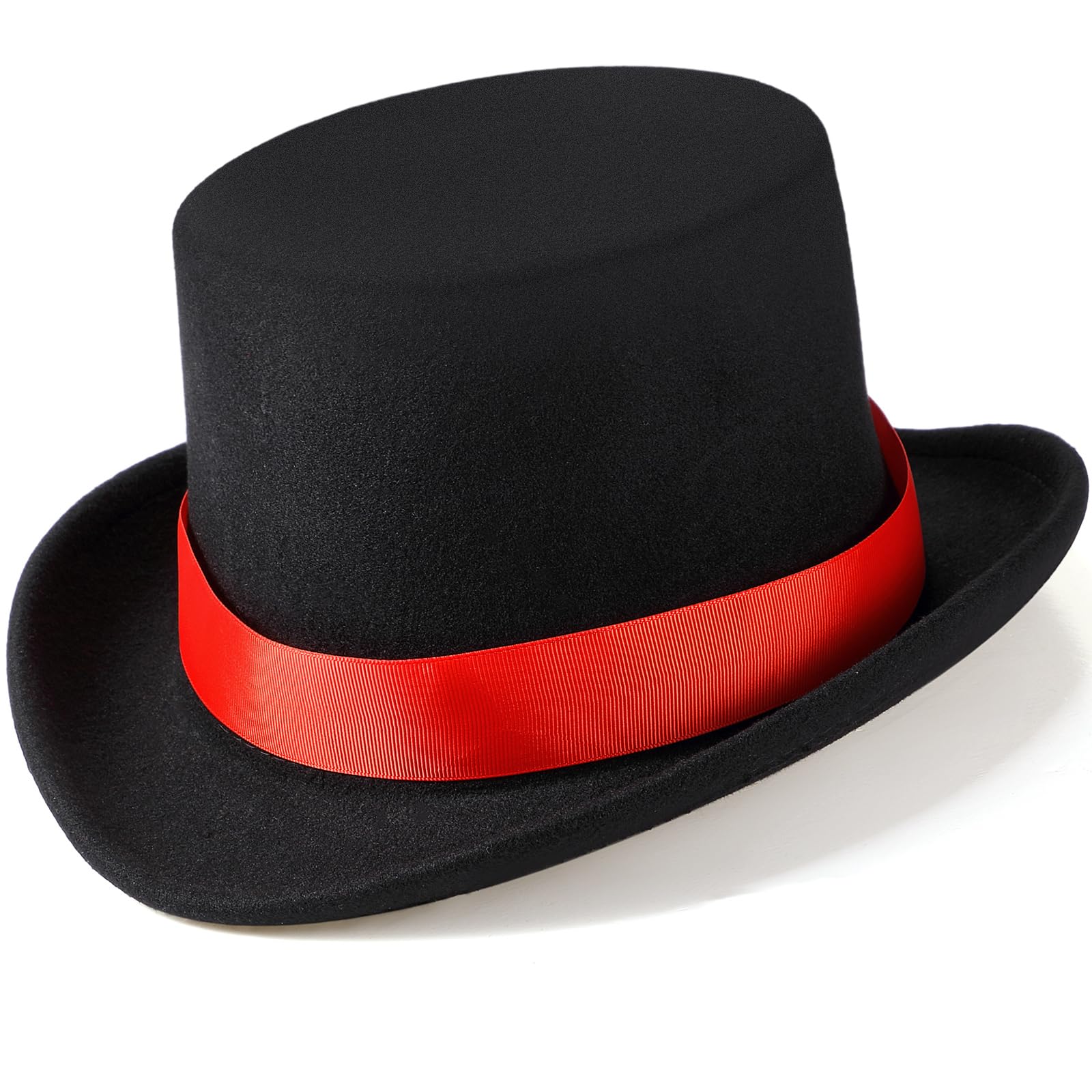 Photo 1 of Shihanee Victorian Top Hat Circus Show Hat Cowboy Hat for Adults Halloween Cosplay DIY(Black and Red,Top Hat)