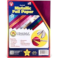 Hygloss 813 Metallic Paper 8.5x11, 8.5-x-11-Inch, 8 Assorted Colors