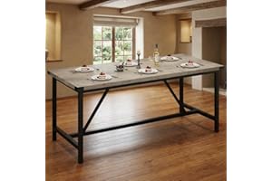 71 Inch Rectangular Dining Table for 8 with Metal Frame, Industrial Farmhouse Wood Table for Dining Room, Kitchen, Home Offic