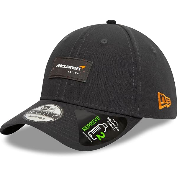 New Era 9FIFTY Snapback Cappellino McLaren Racing Essentials F1, Nero Con Visiera Piatta Arancione, Uomo