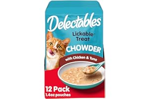 Hartz Delectables Chowder Lickable Wet Cat Treats for Kitten, Adult & Senior Cats, Chicken & Tuna, 1.4 Ounce (Pack of 12)