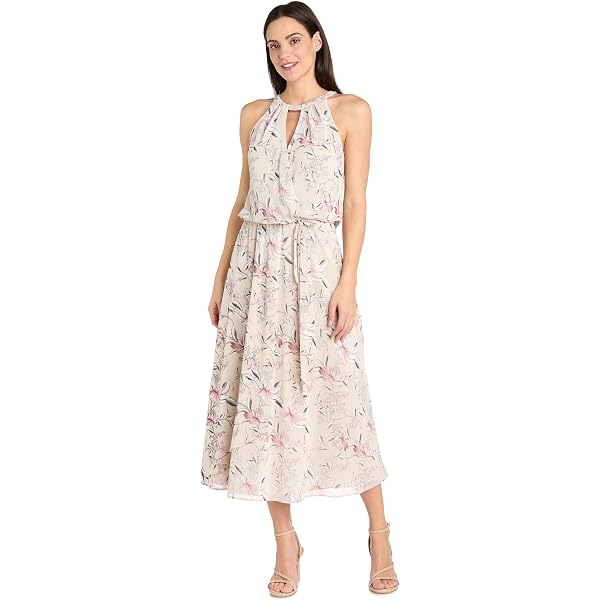 Amazon.com: Donna Morgan Women's Dresses Tie Neck Sleeveless Dress with Pleated  Midi Length Skirt Overlay : Clothing, Shoes & Jewelry