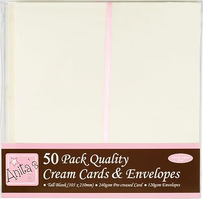 Anita's Tall Plain Blank Cards & Envelopes Cream 50 Pack