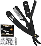 Utopia Care Professional Barber Straight Edge Razor Safety with 100-Pack Derby Blades - 100 Percent Stainless Steel