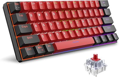 Snpurdiri 60% Mechanical Gaming Keyboard Red Switches USB-C UK Layout US