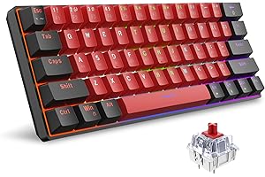 Snpurdiri 60% Wired Mechanical Keyboard, Mini Gaming Keyboard with 61 Keys for PC, Windows XP, Win 7, Win 10 (Black-Red, Red Switches)