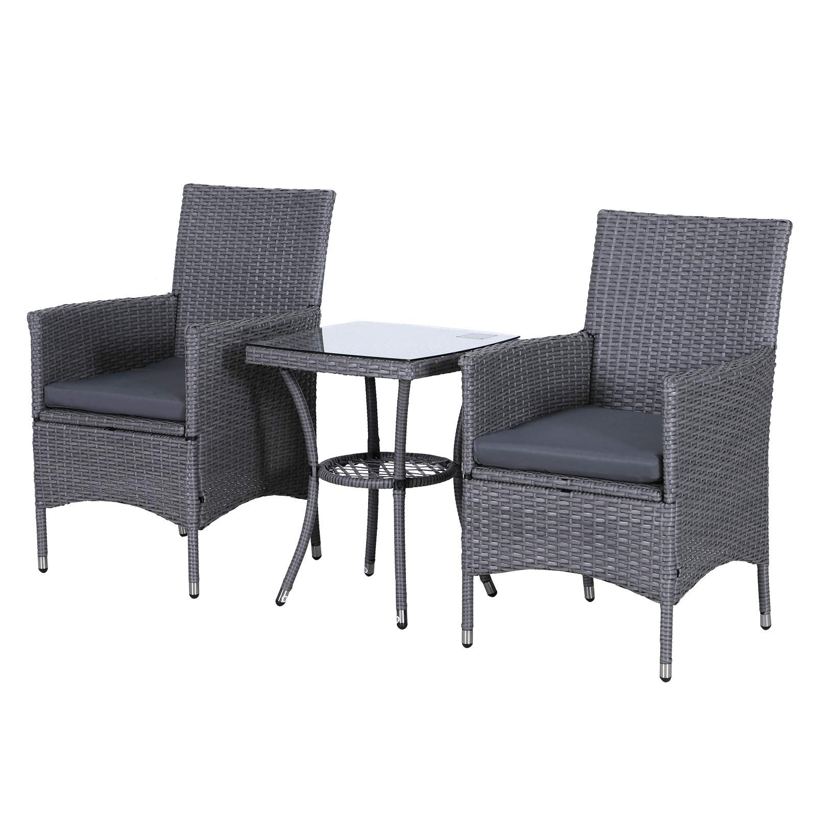 Outsunny 3pc Rattan Bistro Set 2 Armchai Buy Online In South Africa At Desertcart