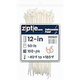 ZipTie.com 12-Inch Natural Releasable Pawl Zip Ties - 50-lb Tensile Strength Cord Management - UL Listed Reusable Cable Ties 