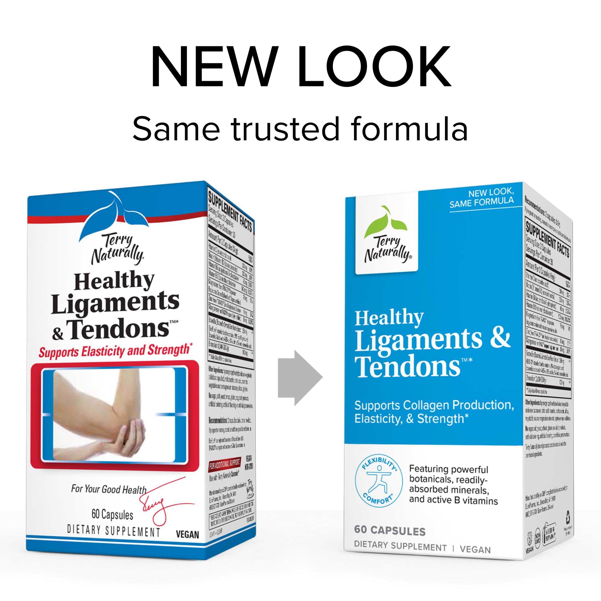 Terry Naturally Healthy Ligaments & Tendons - Dietary Supplement for Connective Tissue & Joint Lubrication Support - Non-GMO Formula to Aid Ligament & Muscle Health - 60 Capsules