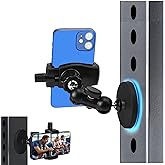 HOYXUN Gym Magnetic Phone Holder for Video Recording, 360° Adjustable Gym Phone Magnet Mount Attaches to Metal Surfaces, for 3.5-7.5" Smartphones