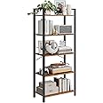 VASAGLE 5-Tier Bookshelf, Bookcase with Steel Frame, Book Shelf for Living Room, Home Office, Study, 11.8 x 26 x 60.2 Inches, Industrial Style, Rustic Brown and Ink Black ULLS061B01