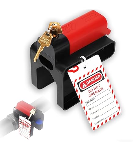 Ball Valve Lockout, Adjustable Ball Valve Lockout Device, Small, For 1/2"-2-1/2" Outside Pipe Diameter, Red, Outdoor Water Spigot Lock Industrial Faucet Handle Locks Pipeline Valve Locking Device