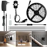 Sensky 19.7ft/6m Motion Activated LED Strip Light Kit with FCC Listed Adapter for Gun Safe, Under Cabinet, Under Bed, Pantry, Kitchen, Stairway, Closet Lighting (Cool White,Upgraded Version)