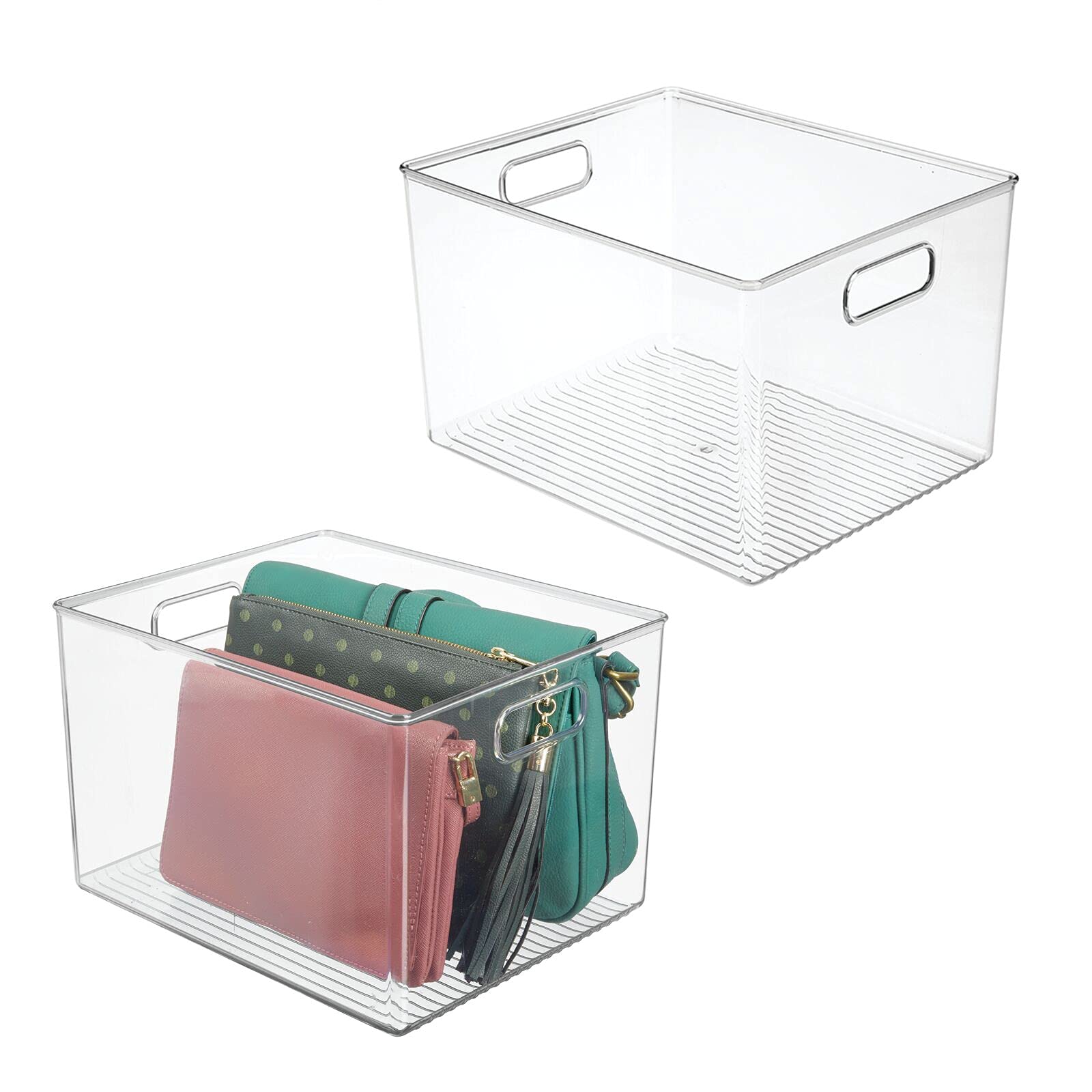Photo 1 of 1pc only. mDesign Large Plastic Storage Organizer Container Bin, Closet Organization for Hallway, Bedroom, Linen, Coat, and Entryway - Holds Clothing, Blankets, and Accessories, Ligne Collection,
