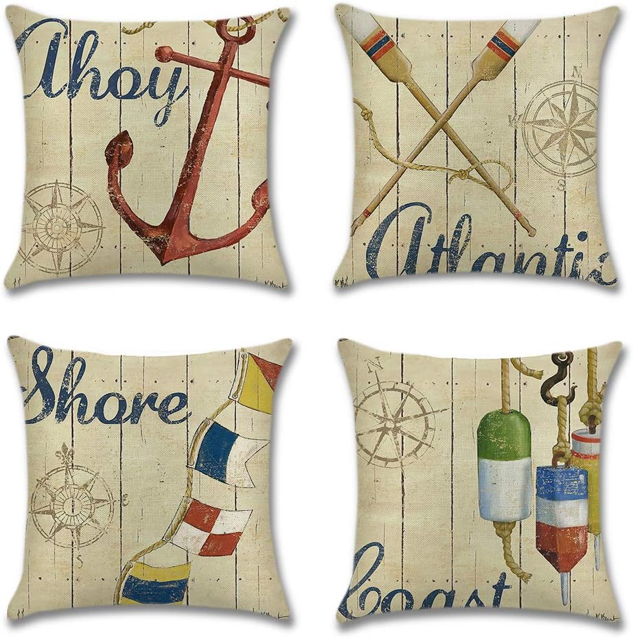 Artscope - Juego de 4 fundas de cojín decorativas para sofá, coche