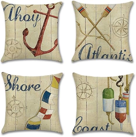 Artscope - Juego de 4 fundas de cojín decorativas para sofá, coche