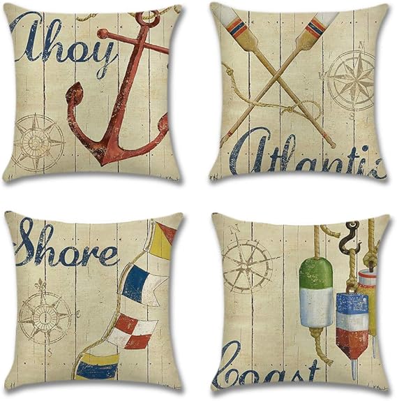 Artscope - Juego de 4 fundas de cojín decorativas para sofá, coche