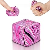 Squishy Fidget Toys Stress Cube, 1.38"*1.38" Stress Balls for Kids Adults Stress Relief, Ice Squishy Cube Sugar Balls, Sensory Toys for Kids with Autism an danxiety Disorder(Pink)