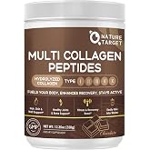 NATURE TARGET Multi Collagen Peptides Powder, Chocolate Flavor, 35 Servings | With Vitamin C and Creatine, Type I, II, III, V, and X, Supports Skin, Hair, Nails, and Joint Health, Gluten Free