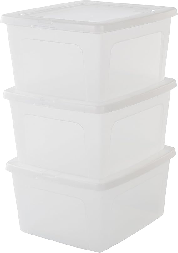 IRIS, 3er-Set Aufbewahrungsboxen / Kisten mit Deckel / Stapelboxen