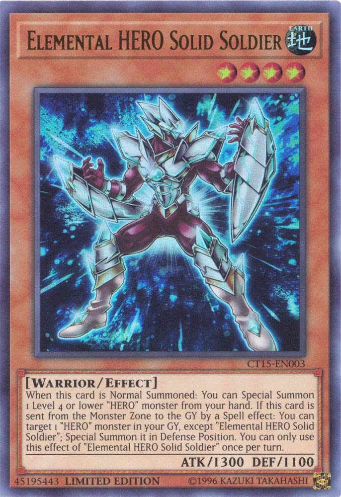 Yu-Gi-Oh! - Elemental Hero Solid Soldier (CT15-EN003) - 2018 Mega-Tins Promos - Limited Edition - Ultra Rare Collectible Card