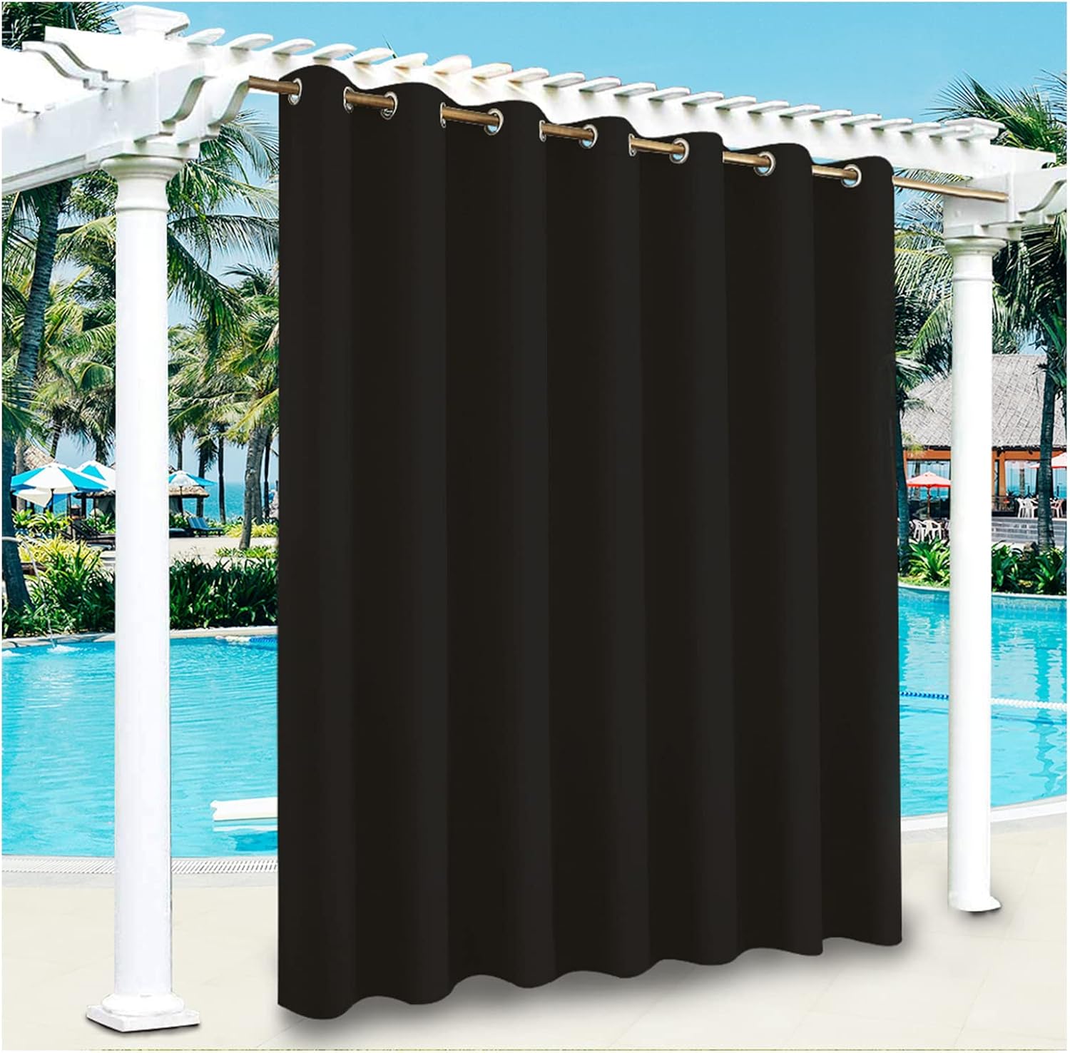 Outdoor Curtains - Mrxfn Outdoor Gazebo Side Panels Garden Pergola Decor Curtain Waterproof Heavy Duty Stainless Eyelet Blackout Curtain for Front Porch Balcony Patio,G