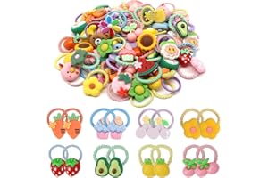 60Pcs Baby Hair Ties, Cute Cartoon Small Hair Ties for Toddlers Little Girls, Colorful Elastic Pony Tails Hair Bands 0.8inch Dia, No Damage Seamless Soft Hair Accessories, Kids Gift, BlueZOO