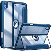 Fintie Clear Case for iPad (A16) 11th Generation 11 Inch (2025), iPad 10th Generation 10.9 Inch (2022) - Multiple Angles Viewing Shockproof Soft TPU Cover with Transparent Back Shell, Marine Blue
