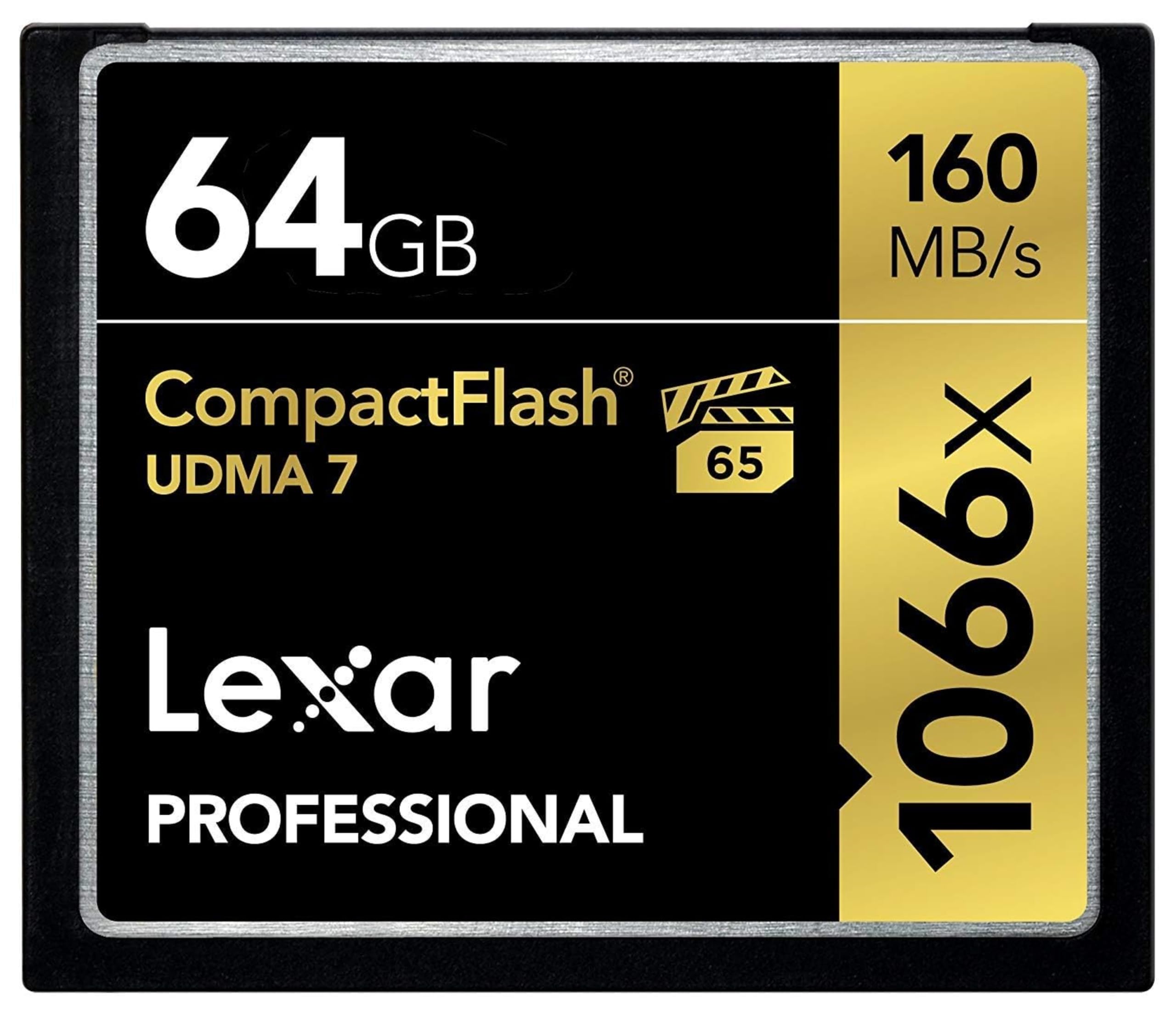 Lexar Professional 1066x 64GB CompactFlash Card, Up to 160MB/s Read, CF Card for Professional Photographer, Videographer, Enthusiast (LCF64GCRBEU1066)