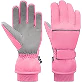 YUHAN PRETTY Kids Winter Ski Gloves Waterproof Children Girls Boys Fleece Thermal Snowboard Snow Gloves Mittens for Cold Weather