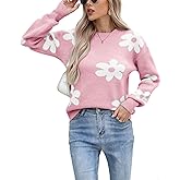 Alsol Lamesa Women's Floral Sweaters 2026 Fall Winter Mock Neck Long Sleeve Loose Knit Pullover Sweaters