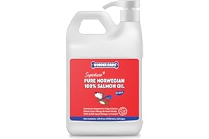 WONDER PAWS Premium Salmon Oil for Dogs– Pure Norwegian Salmon Oil High in Omega 3 EPA & DHA -Powerful Fish Oil for Dogs Skin & Coat, Hip & Joints, Allergies & Itchy Skin – Omega 3 Fish Oil for Dogs-128oz Liquid