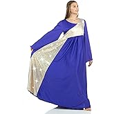 Danzcue Womens Shimmery Asymmetrical Bell Sleeve Dance Dress