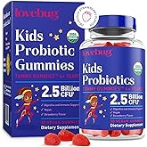 LOVEBUG Kids Probiotic Gummies - Toddler Immunity Support & Constipation Relief - USDA Organic Probiotics for Childrens Gut & Digestive Health (Age 4+) - 30 Strawberry Flavoured Vegan Gummies